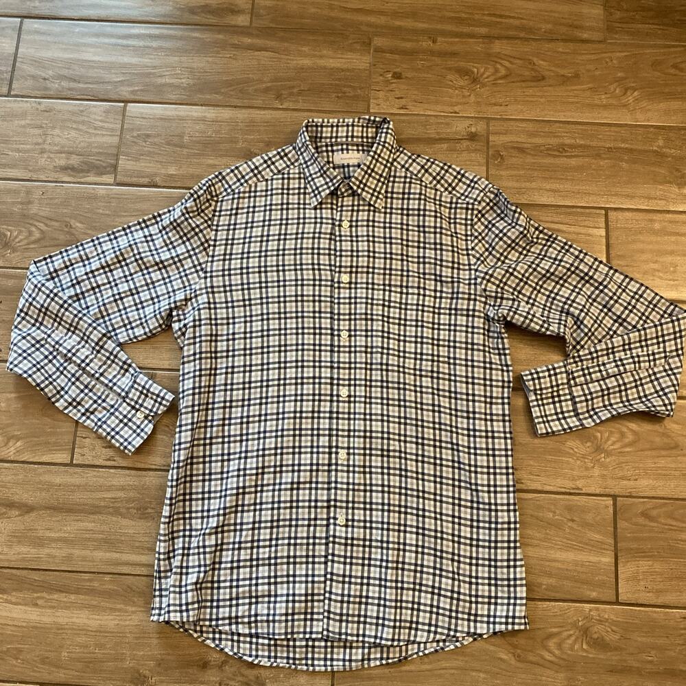 Ermenegildo Zegna Plaid Cotton Dress Shirt Size Large
